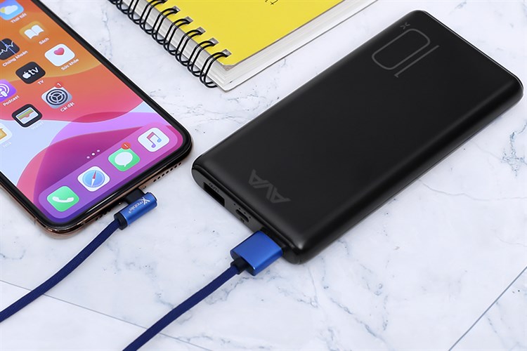 Pin sạc dự phòng Polymer 10.000 mAh 10W AVA PJ JP196 Màu Đen