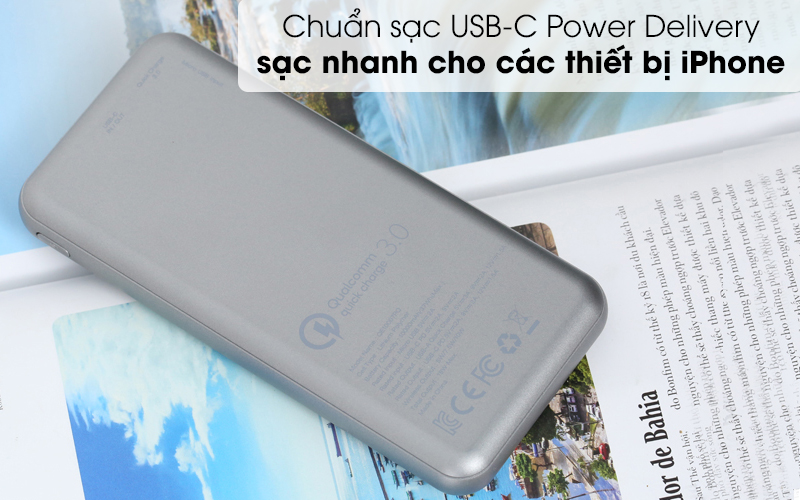 Sạc nhanh cho các thiết bị - Pin sạc dự phòng không dây Polymer 10.000 mAh Type C PD QC3.0 Energizer QE10007PQ Xám