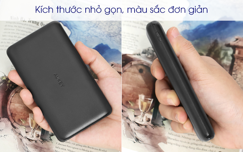 Có thiết kế vừa tay - Pin sạc dự phòng Polymer 10.000mAh Type C Aukey PB-XN10 Đen