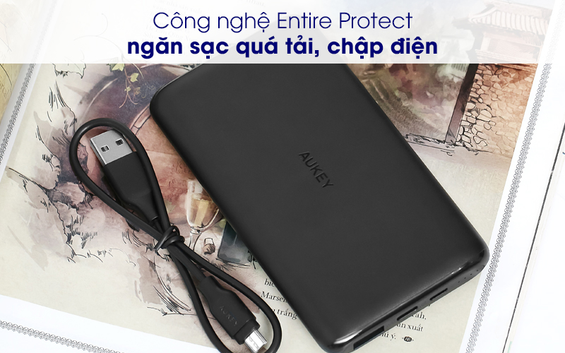 An toàn hơn khi sử dụng - Pin sạc dự phòng Polymer 10.000 mAh Type C Aukey PB-XN10 Đen