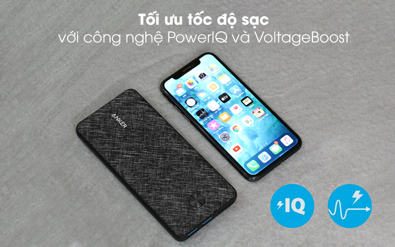 Tối ưu tốc độ sạc với công nghệ PowerIQ và VoltageBoost - Pin sạc dự phòng Polymer 20.000mAh Type C Anker PowerCore Metro Essential A1268 Đen