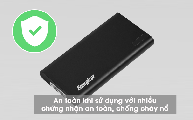 Pin sạc dự phòng Polymer 10.000mAh Type C PD QC3.0 Energizer UE10047PQ Đen - Đảm bảo an toàn khi sử dụng