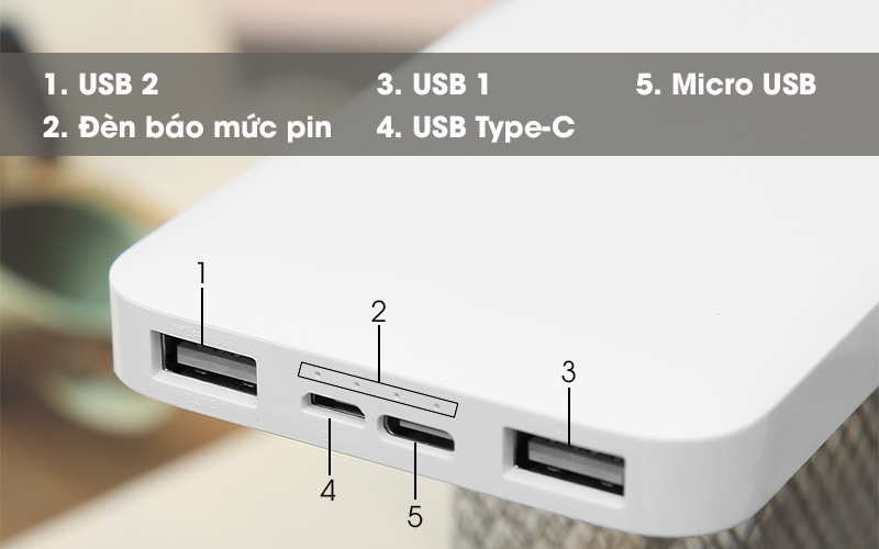 Polymer 10.000mAh Xiaomi Redmi Type C VXN4286GL - Các cổng đầu ra đầu vào Polymer 10.000mAh Xiaomi Redmi Type C VXN4286GL - Các cổng đầu ra đầu vào