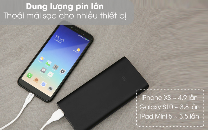 Dung lượng lớn - Pin sạc dự phòng Polymer 20.000mAh Xiaomi Type C 3 Pro VXN4254GL Đen