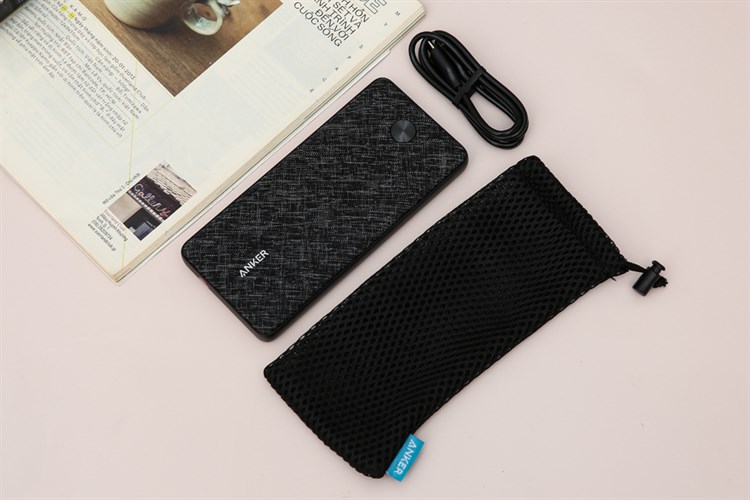 Pin sạc dự phòng Polymer 20.000 mAh Type C PD Anker PowerCore Essential A1281 Fabric Màu Đen