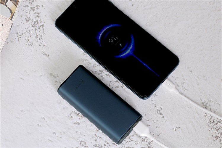 Pin sạc dự phòng Polymer 10.000 mAh Type C PD QC3.0 18W Xmobile PowerSlim PJ JP213 Màu Xanh Navy