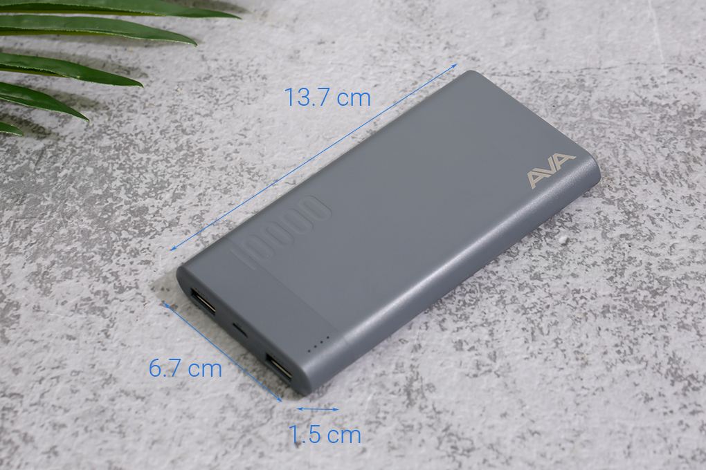 Pin sạc dự phòng Polymer 10.000 mAh AVA PJ JP207 Màu Xám
