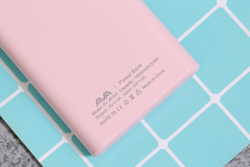 Pin sạc dự phòng Polymer 10.000 mAh AVA PJ JP207 Màu Hồng
