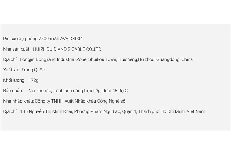 Pin sạc dự phòng 7500 mAh 10W AVA DS004 Màu Hồng