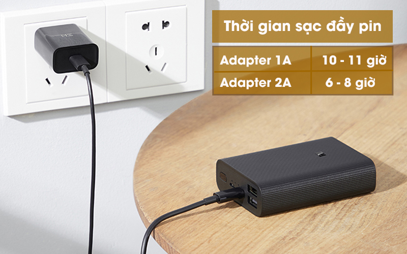 Pin sạc dự phòng Polymer 10.000mAh Type C Xiaomi Power Bank 3 Ultra Compact Đen - Thời gian sạc