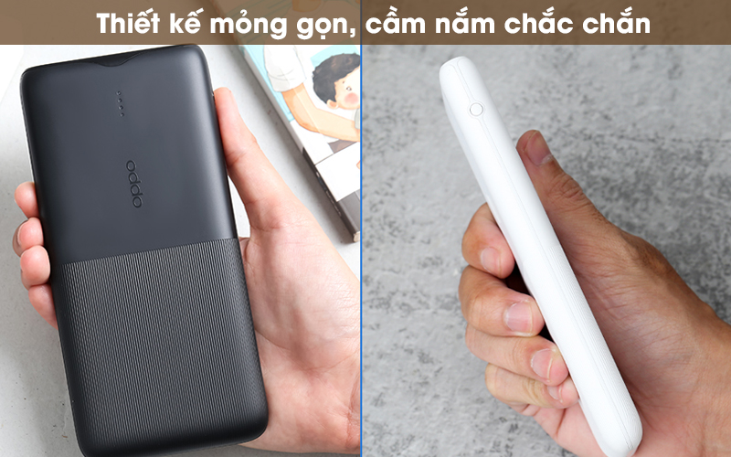 Pin sạc dự phòng Polymer 10.000mAh Type C PD QC3.0 18W OPPO PBT02 - Thiết kế mỏng đẹp, 2 phiên bản màu đen - trắng đẹp mắt