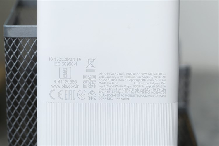 Pin sạc dự phòng Polymer 10.000 mAh Type C PD QC3.0 18W OPPO PBT02 Màu Trắng