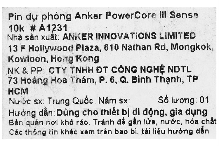 Pin sạc dự phòng Polymer 10.000 mAh Type C PD Anker PowerCore Slim A1231 Màu Đen