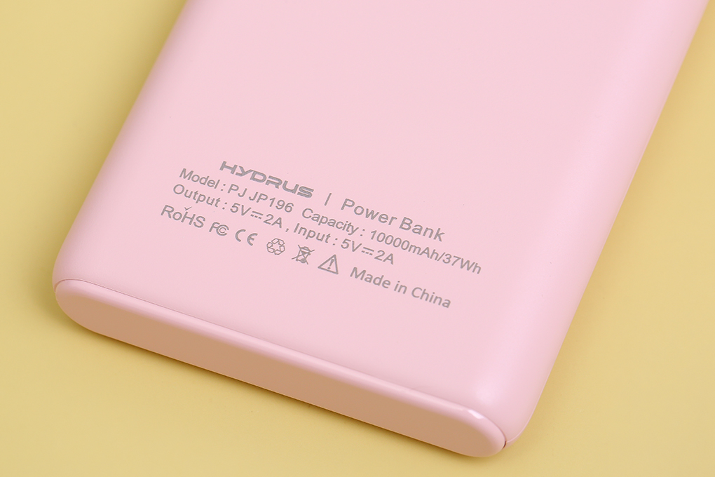 Pin sạc dự phòng Polymer 10.000 mAh 10W Hydrus PJ JP196 Màu Hồng