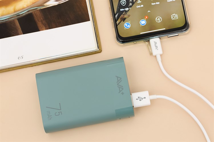 Pin sạc dự phòng 7500 mAh 10W AVA+ LJ JP199 Màu Xanh ngọc