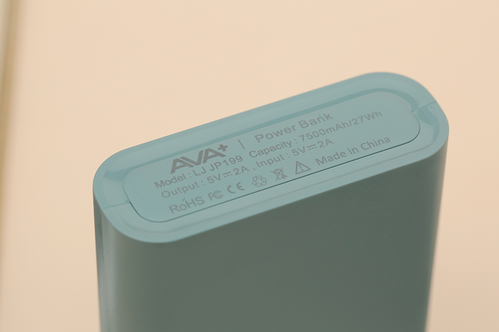 Pin sạc dự phòng 7500 mAh 10W AVA+ LJ JP199 Màu Xanh ngọc