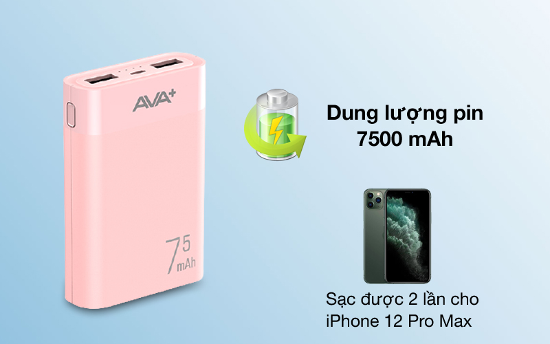 Dung lượng 7500 mAh - AVA+ LJ JP199