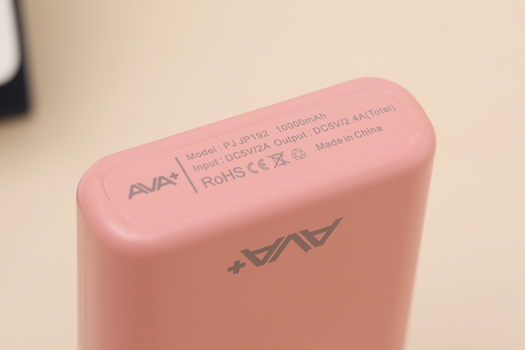 Pin sạc dự phòng Polymer 10.000 mAh 12W AVA+ PJ JP192 Màu Hồng