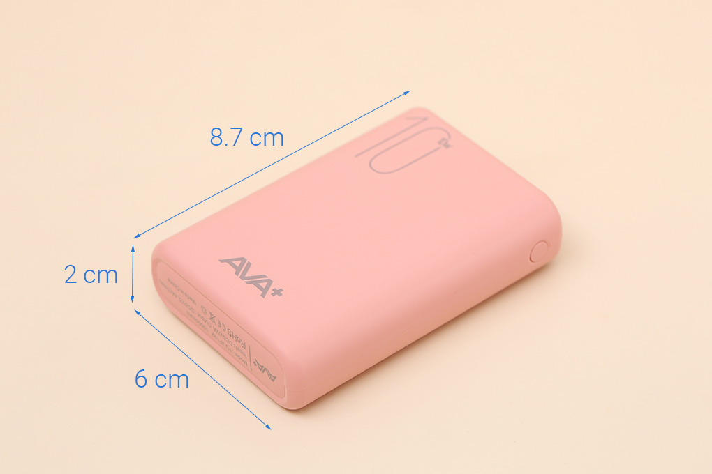 Pin sạc dự phòng Polymer 10.000 mAh 12W AVA+ PJ JP192 Màu Hồng