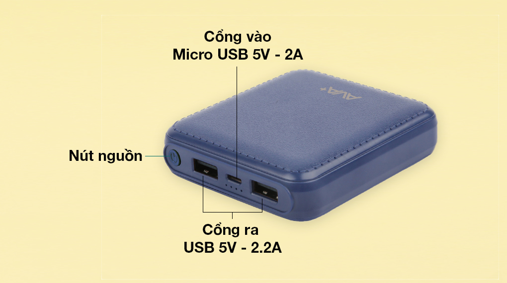 AVA+ DS005-PP - Kết nối đa dạng thiết bị với cổng Micro USB và USB phổ biến