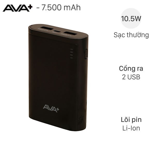 Pin sạc dự phòng 7.500 mAh 10.5W AVA  LA Y68