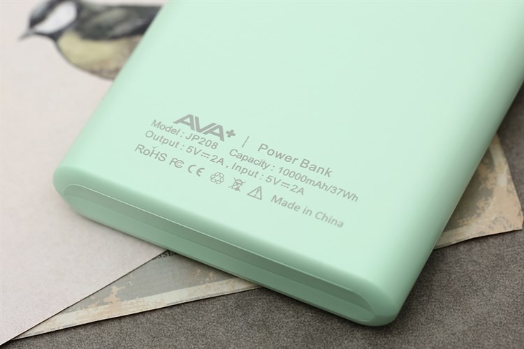 Pin sạc dự phòng Polymer 10.000mAh 10W AVA+ JP208 Màu Xanh lá