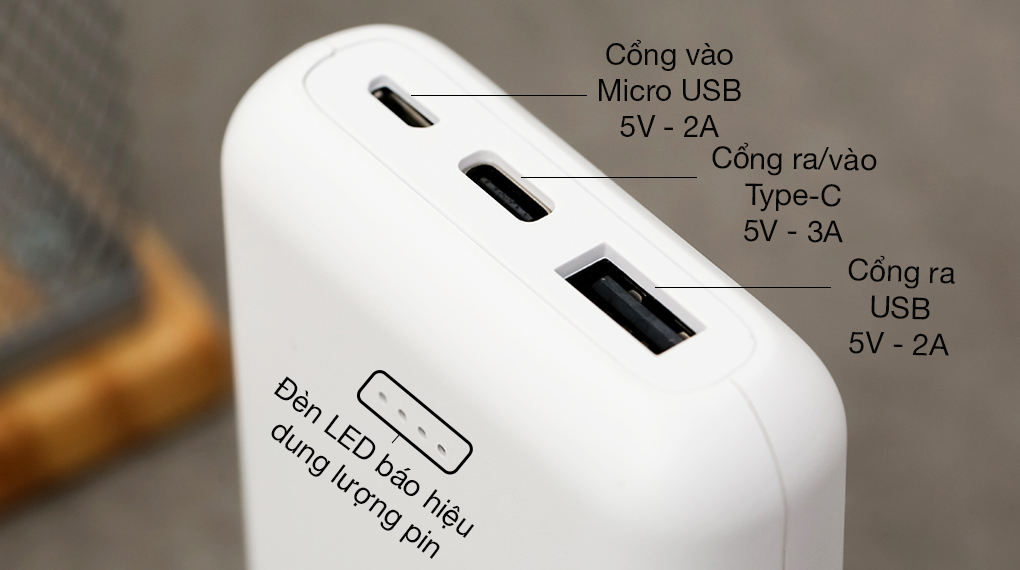 Pin sạc dự phòng Polymer 10000mAh Type C AVA+ DS2107 - Sạc 2 chiều tiện lợi qua 3 cổng USB, Type-C và Micro USB