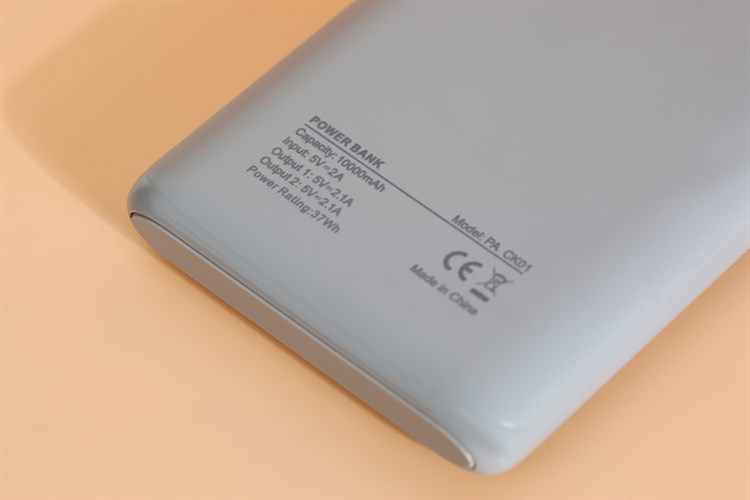 Pin sạc dự phòng Polymer 10.000 mAh 10.5W Hydrus PA CK01 Màu Xám
