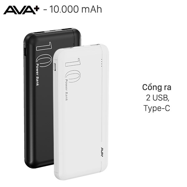 Pin sạc dự phòng Polymer 10000mAh Type C AVA+ PB100S