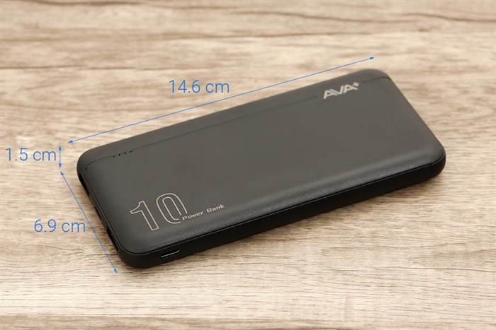 Pin sạc dự phòng Polymer 10000mAh Type C 10W AVA+ PB100S Màu Đen