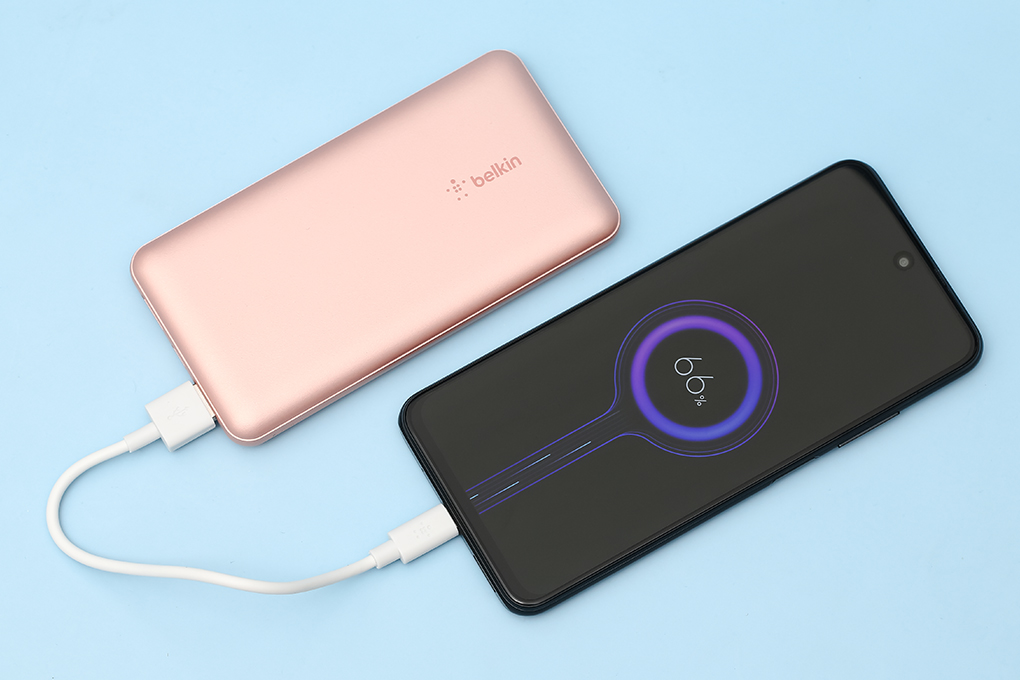 Pin sạc dự phòng Polymer 10.000 mAh Type C PD 15W Belkin Pocket Power BPB011 Màu Vàng Hồng