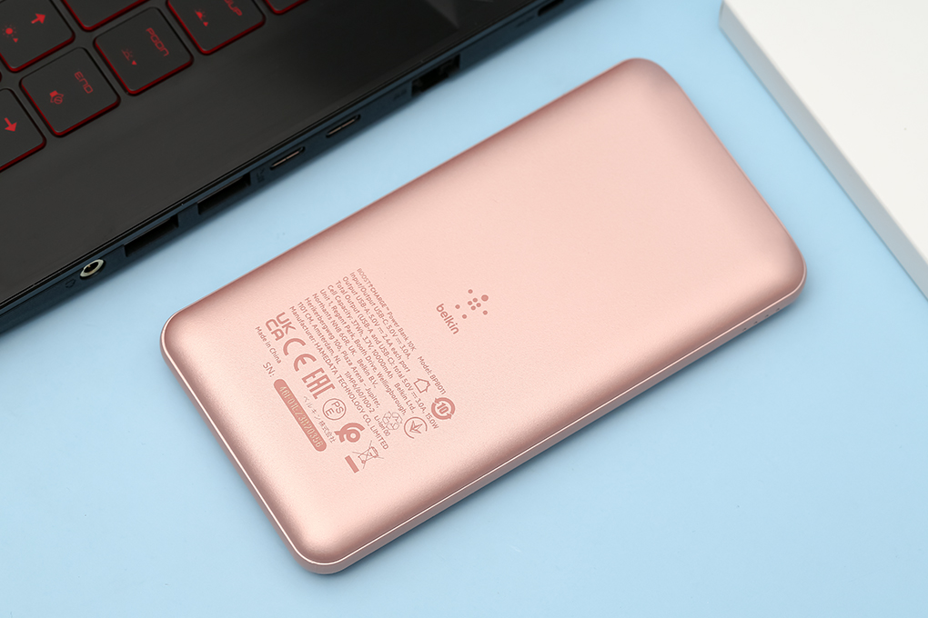 Pin sạc dự phòng Polymer 10.000 mAh Type C PD 15W Belkin Pocket Power BPB011 Màu Vàng Hồng