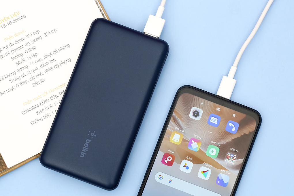 Pin sạc dự phòng Polymer 10.000 mAh Type C PD 15W Belkin Pocket Power BPB011 Màu Xanh Dương