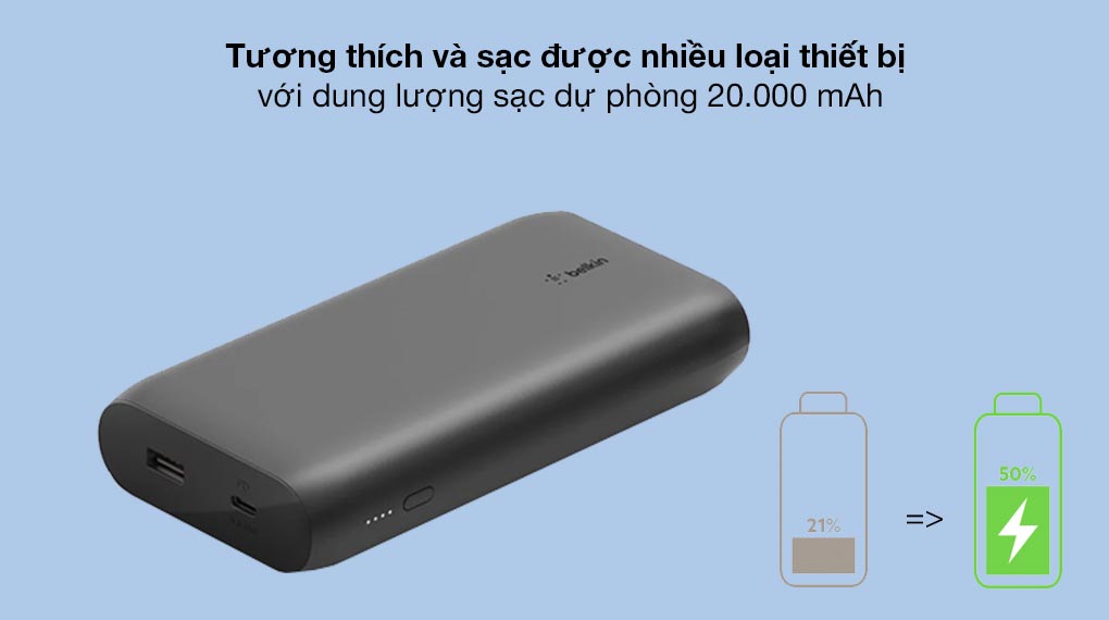 Dung lượng lớn 20.000 mAh - Belkin Pocket Power BPB002 