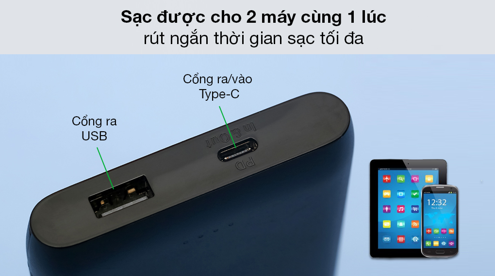 Pin sạc dự phòng Polymer 10.000 mAh Type C 18W PD Belkin Pocket Power BPB001 Đen - Trang bị 1 cổng USB và 1 cổng Type C thông dụng, kết nối tốt nhiều thiết bị qua cáp sạc