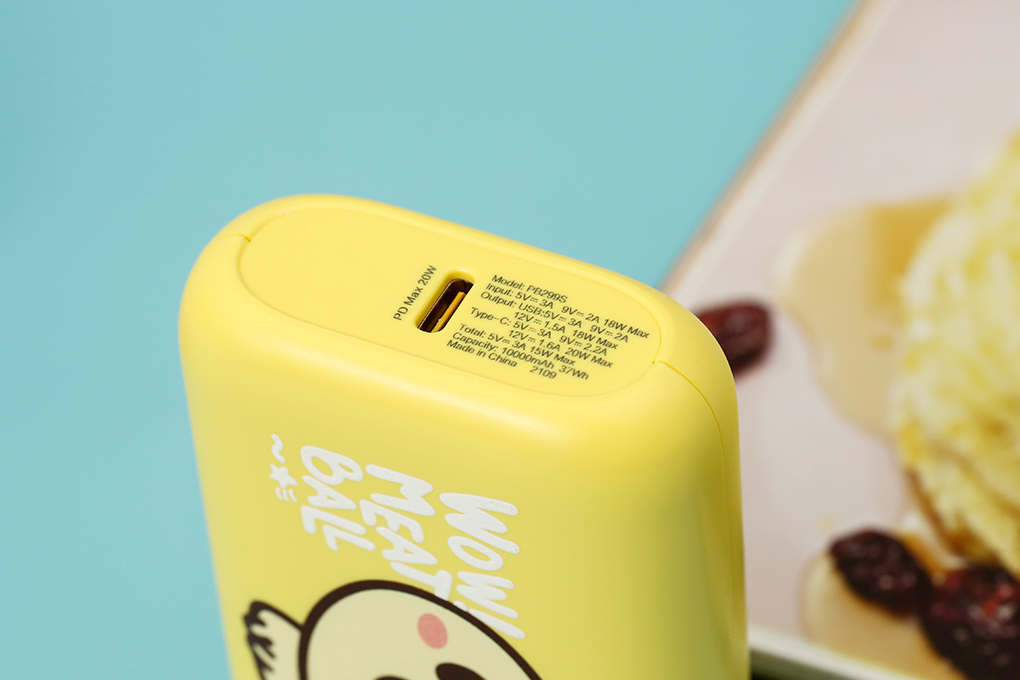 Pin sạc dự phòng 10000mAh Type C PD QC3.0 20W Hydrus PB299S Màu Vàng