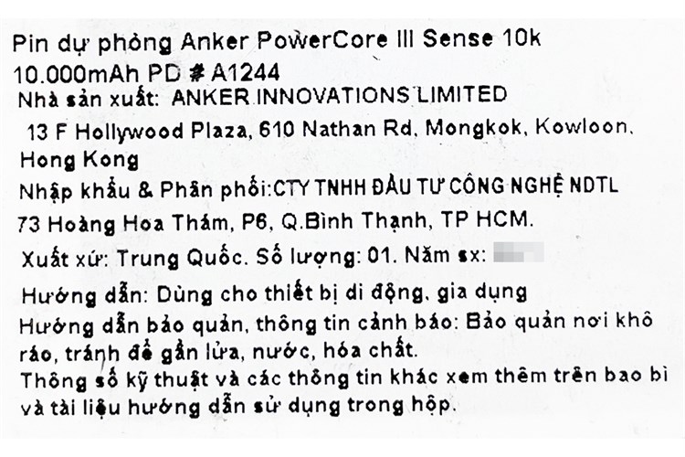 Pin sạc dự phòng Polymer 10000mAh Type C PD 20W Anker PowerCore Slim A1244 Màu Đen
