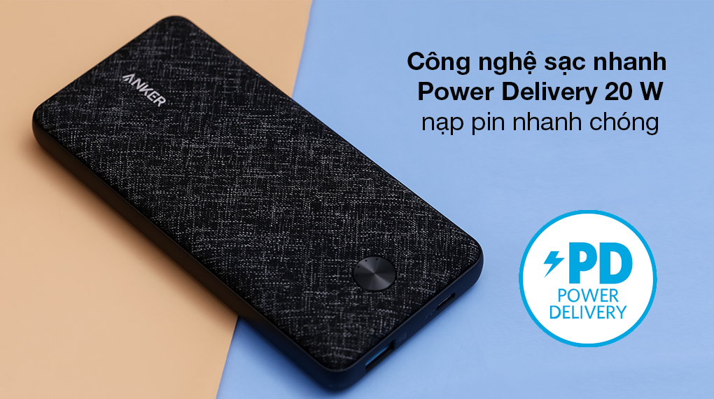 Pin sạc dự phòng Polymer 20000mAh Type C PD 20W PowerCore Essential Anker A1287 - Rút ngắn thời gian sạc với chuẩn sạc nhanh Power Delivery công suất đến 20 W