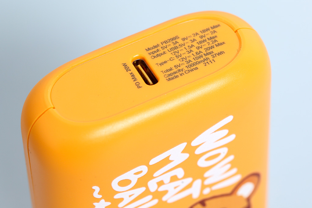 Pin sạc dự phòng 10000mAh Type C PD QC3.0 Hydrus PB299S Màu Cam