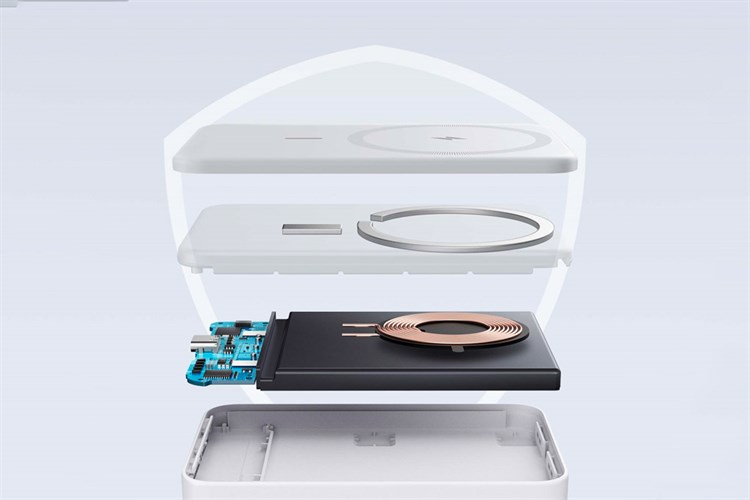 Pin sạc dự phòng Polymer 5000mAh không dây Magnetic Type C 12W Anker MagGo A1611 Màu Trắng