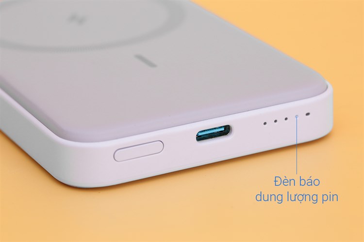 Pin sạc dự phòng Polymer 5000mAh không dây Magnetic Type C 12W Anker MagGo A1611 Màu Tím