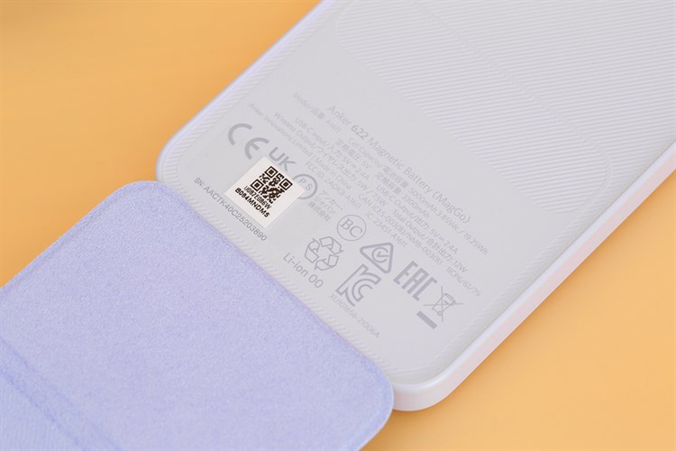 Pin sạc dự phòng Polymer 5000mAh không dây Magnetic Type C 12W Anker MagGo A1611 Màu Tím