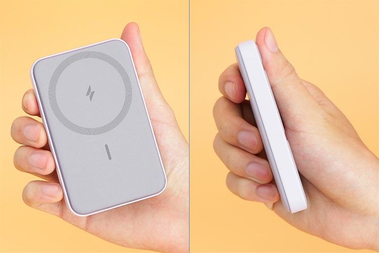 Pin sạc dự phòng Polymer 5000mAh không dây Magnetic Type C 12W Anker MagGo A1611 Màu Tím