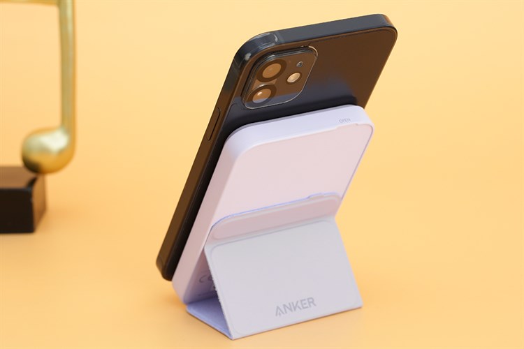 Pin sạc dự phòng Polymer 5000mAh không dây Magnetic Type C 12W Anker MagGo A1611 Màu Tím