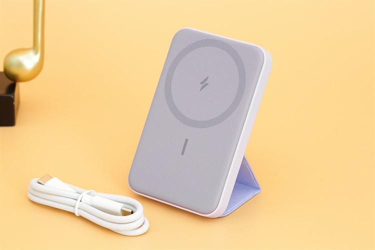 Pin sạc dự phòng Polymer 5000mAh không dây Magnetic Type C 12W Anker MagGo A1611 Màu Tím