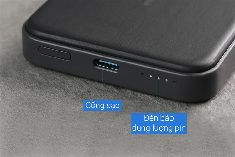 Pin sạc dự phòng Polymer 5000mAh không dây Magnetic Type C 12W Anker MagGo A1611 Màu Đen