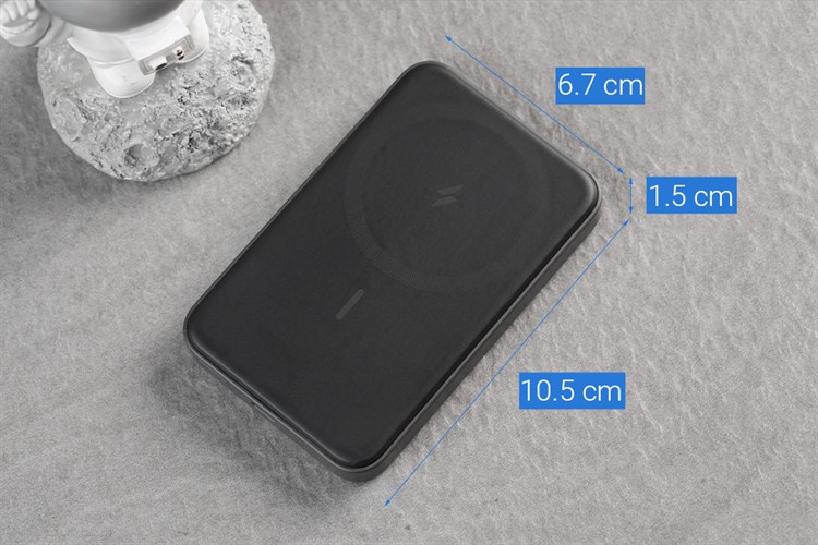 Pin sạc dự phòng Polymer 5000mAh không dây Magnetic Type C 12W Anker MagGo A1611 Màu Đen