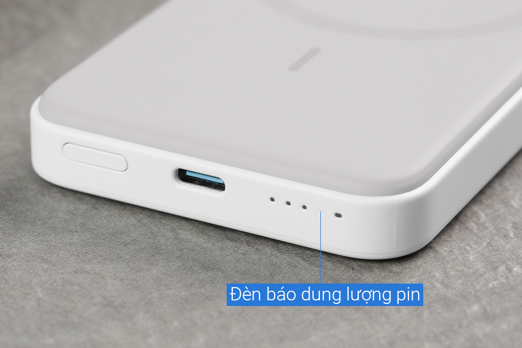 Pin sạc dự phòng Polymer 5000mAh không dây Magnetic Type C 12W Anker MagGo A1611 Màu Trắng