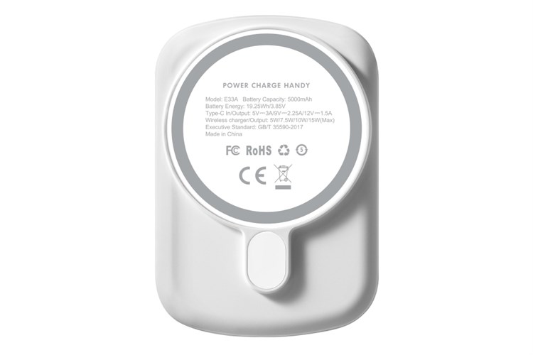 Pin sạc dự phòng Polymer 5000mAh không dây Magnetic Type C PD 20W LAUT Handy E33A Màu Trắng