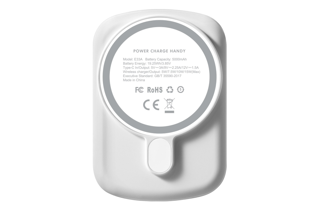 Pin sạc dự phòng Polymer 5000mAh không dây Magnetic Type C PD 20W LAUT Handy E33A Màu Trắng